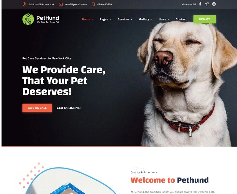 Pet Hund - Animals Shop & Veterinary php Theme