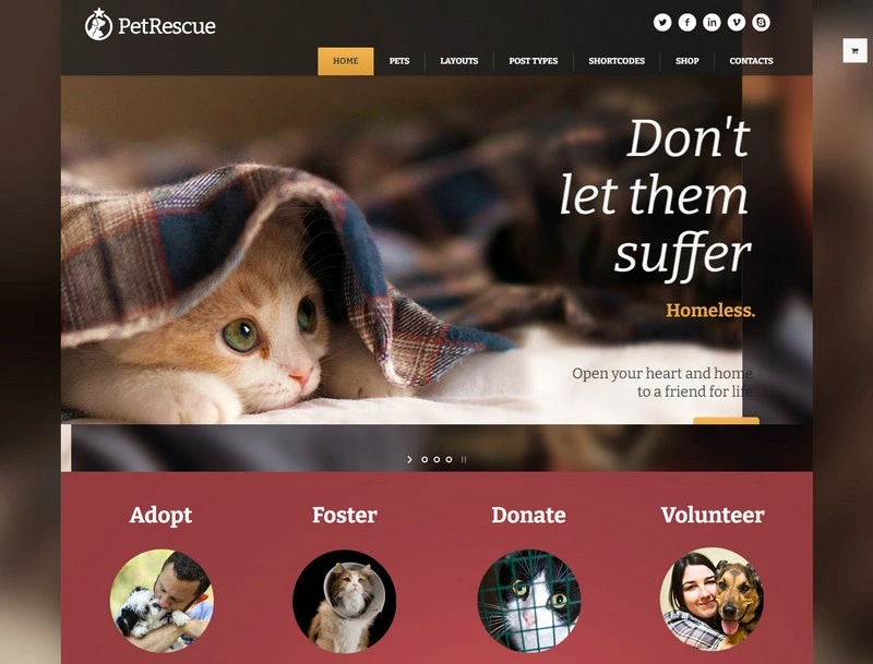 Pet Rescue - Animals and Shelter Charity PHP Theme