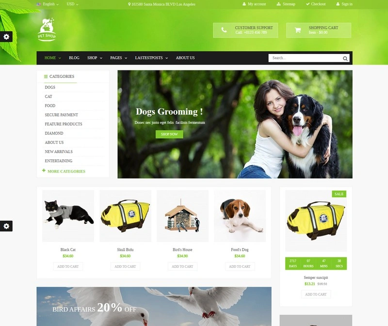 Petshop - Animal Care Responsive PHP Theme