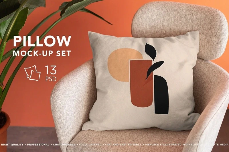 Pillow/Cushion Mock-Up Set - 13 PSD