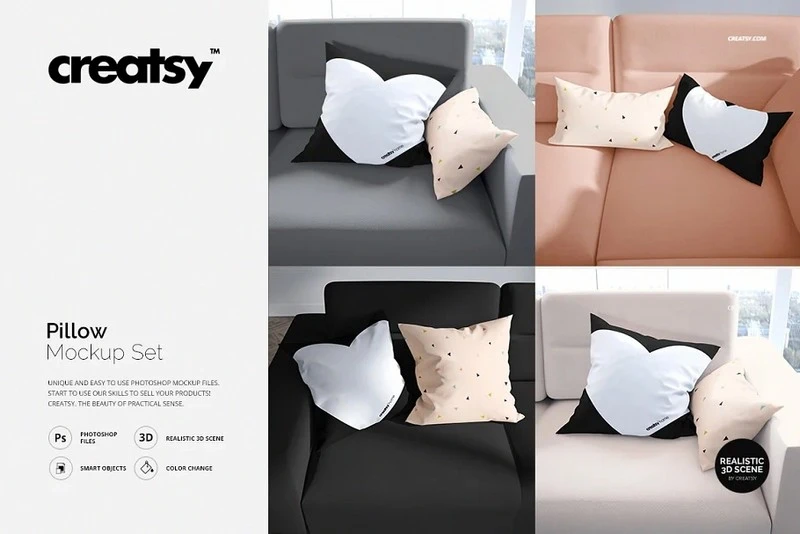 Pillow/Cushion Sofa Mockup Set PSD