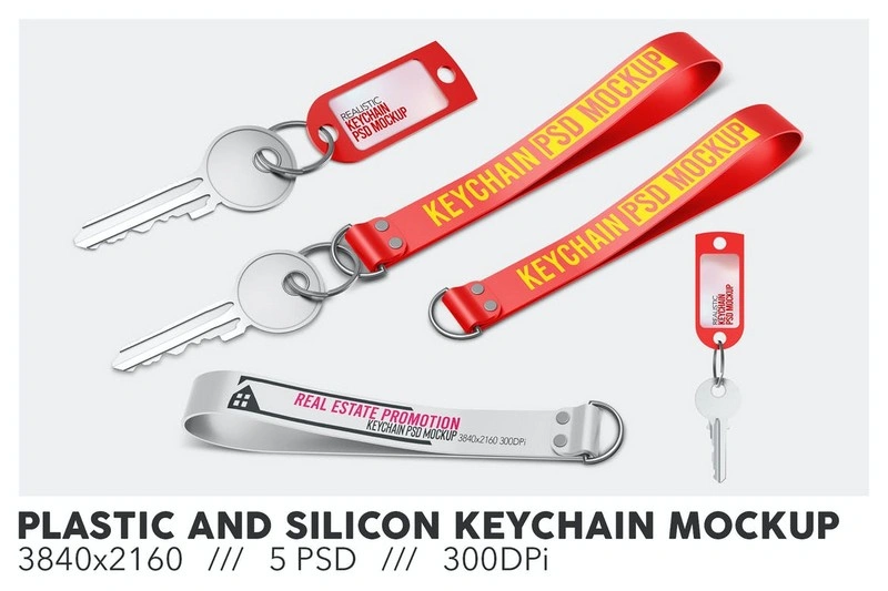 Plastic and Silicon Keychain Mockup