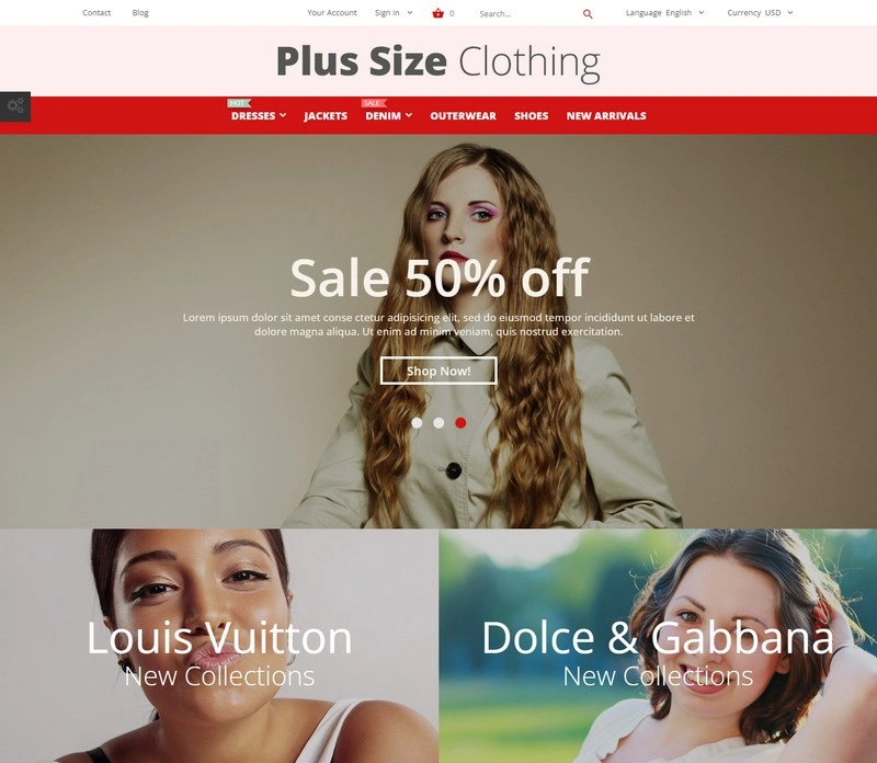 Plus Size Clothing PrestaShop PHP Theme