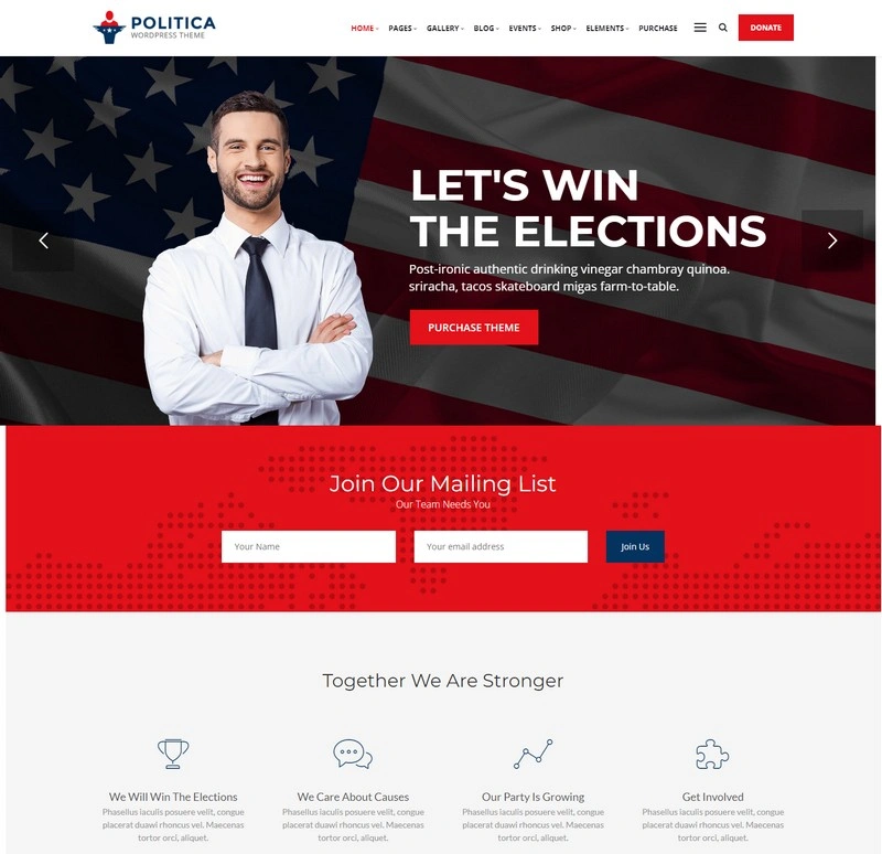 Politica - A Modern Political Party & Candidate WordPress Theme