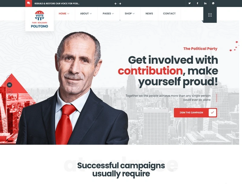 Politono - Political Election Campaign WordPress Theme