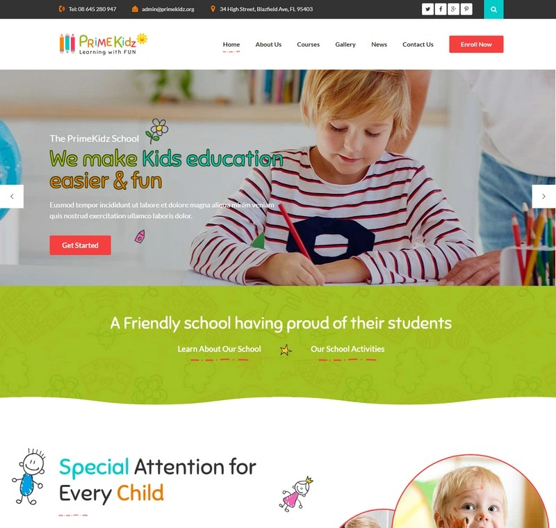 Prime kidz - Kindergarten & School HTML Template
