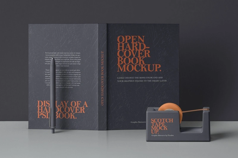 Psd Open Hardcover Book Mockup v3