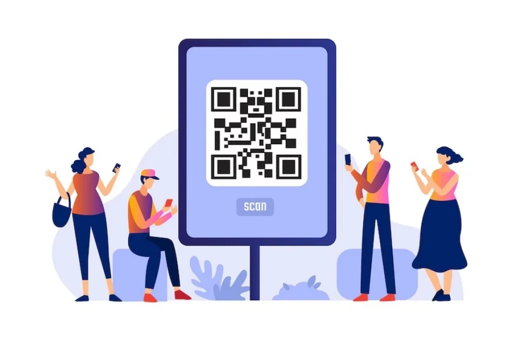 QR Code Scanning with Characters Concept