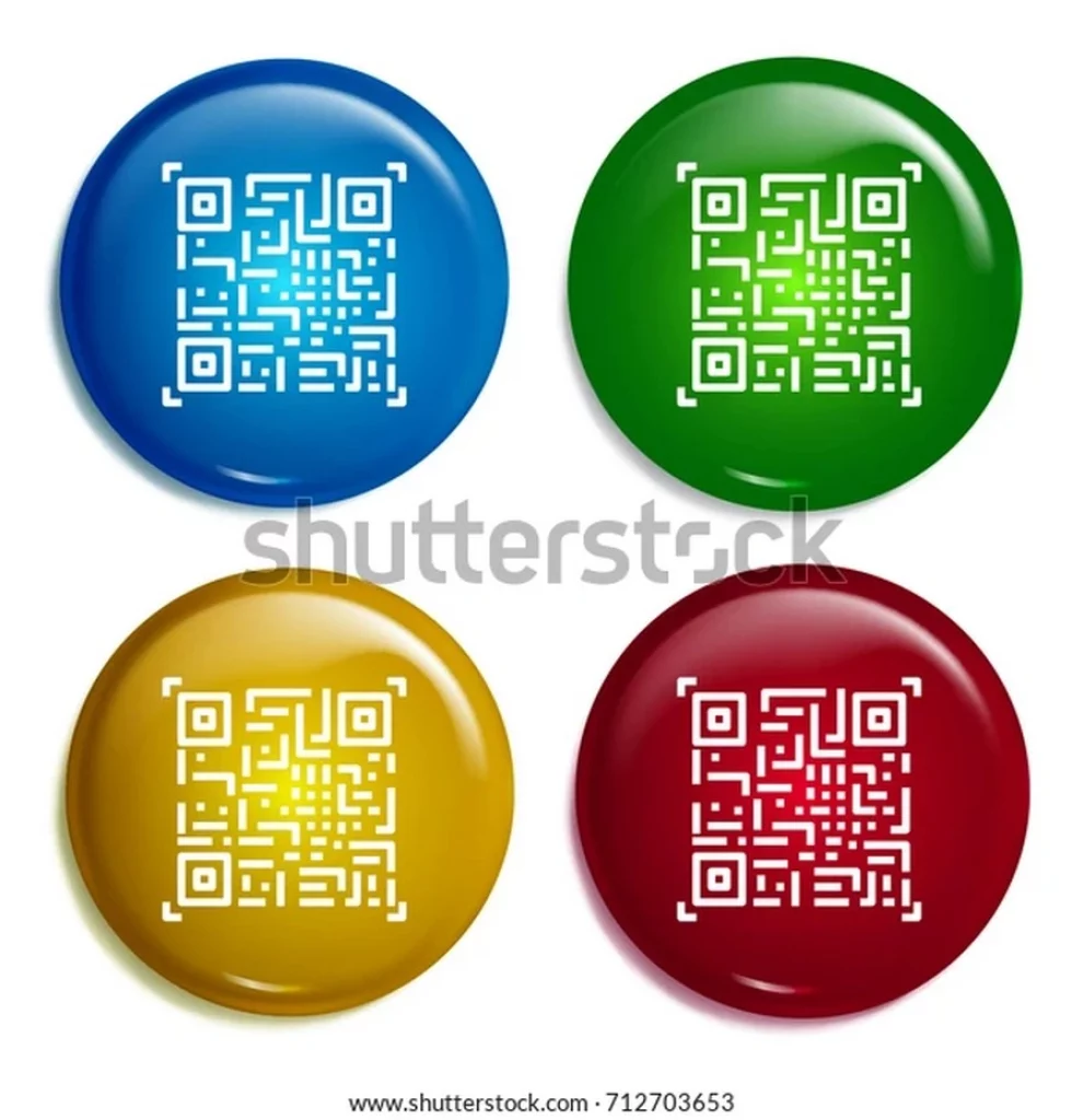 Qr code Multi Color Gradient Glossy Badge icon Set Mockup