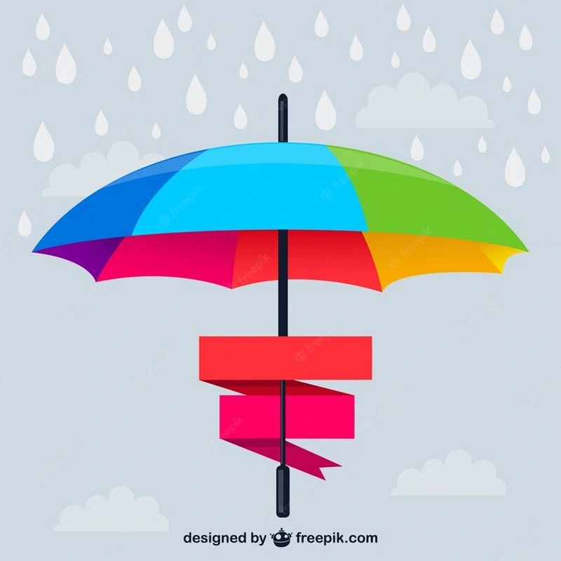 Rainbow Umbrella With Ribbons - Vector Free