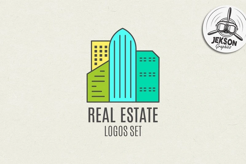 Real Estate Logo Set. Line Art. Modern Emblems
