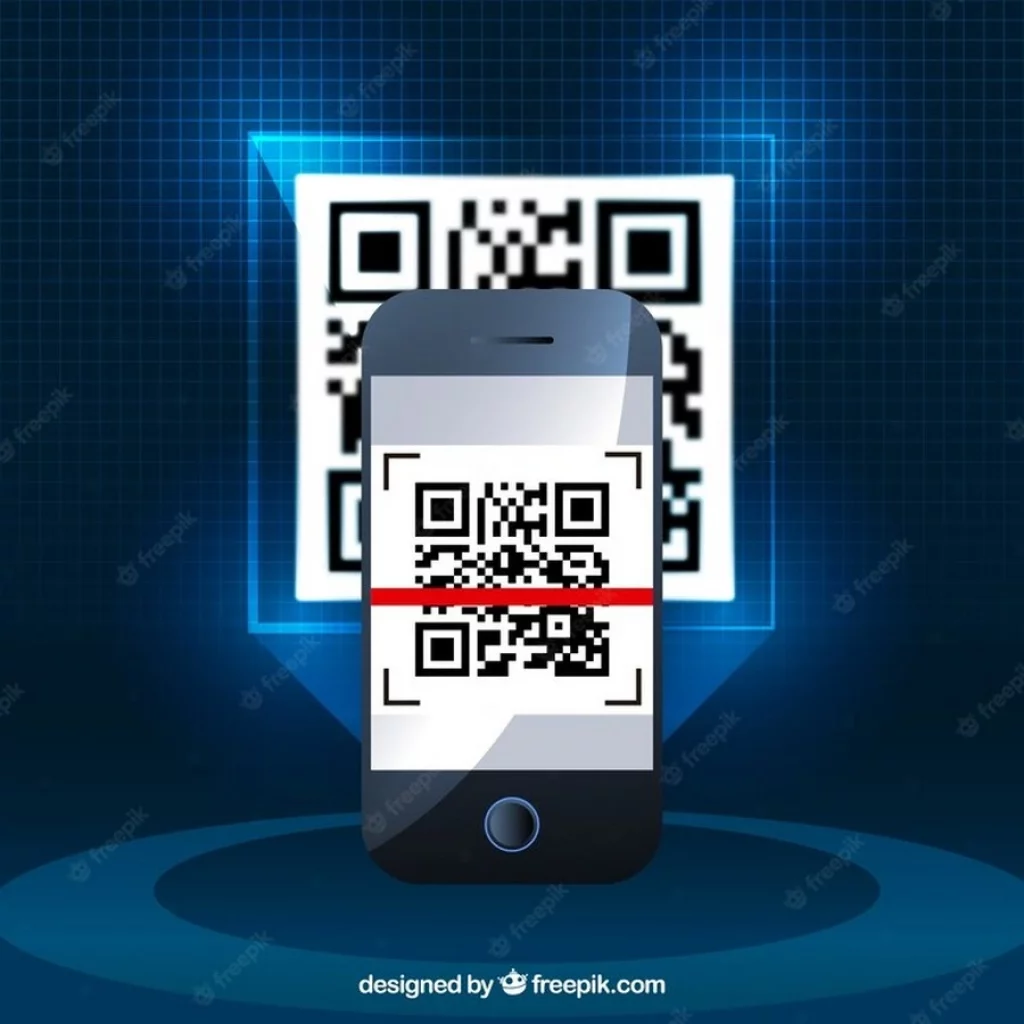 Realistic Background of Mobile Phone With QR Code - Vector Free