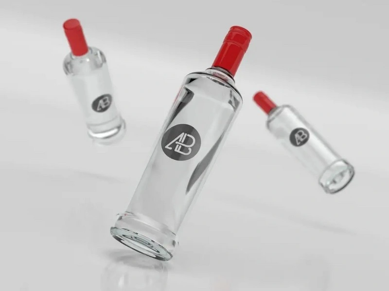 Realistic Vodka Glass Bottle Branding Mockup