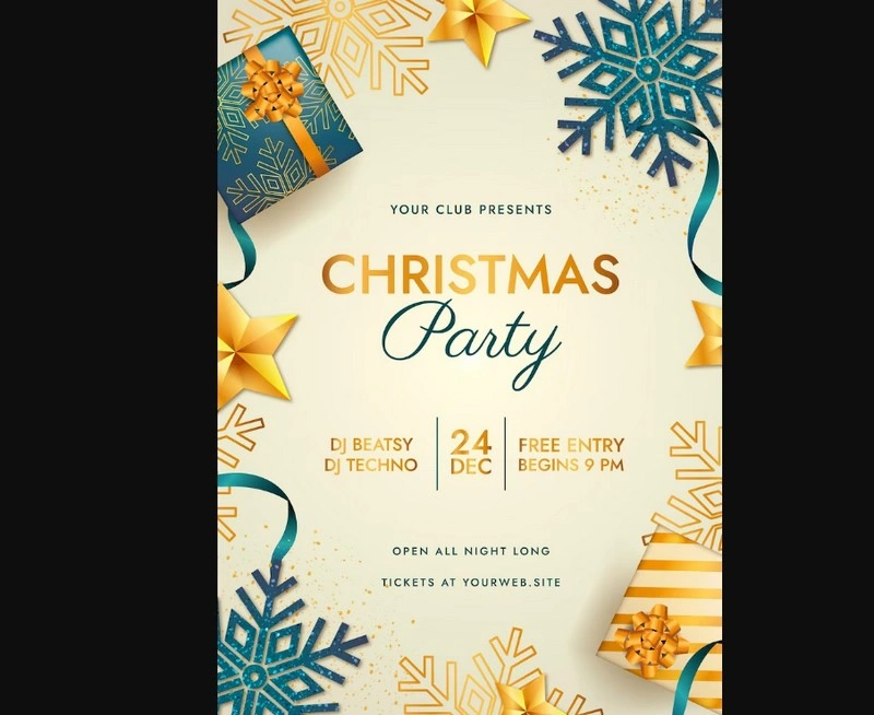 Realistic christmas party poster template