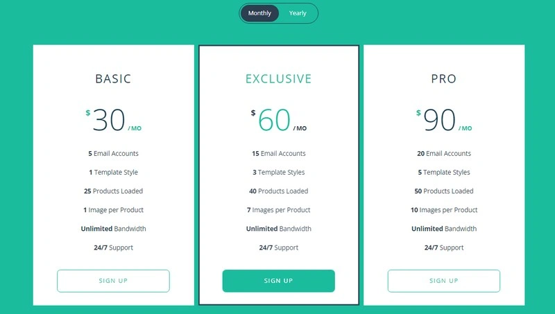 Responsive Flip Pricing Table