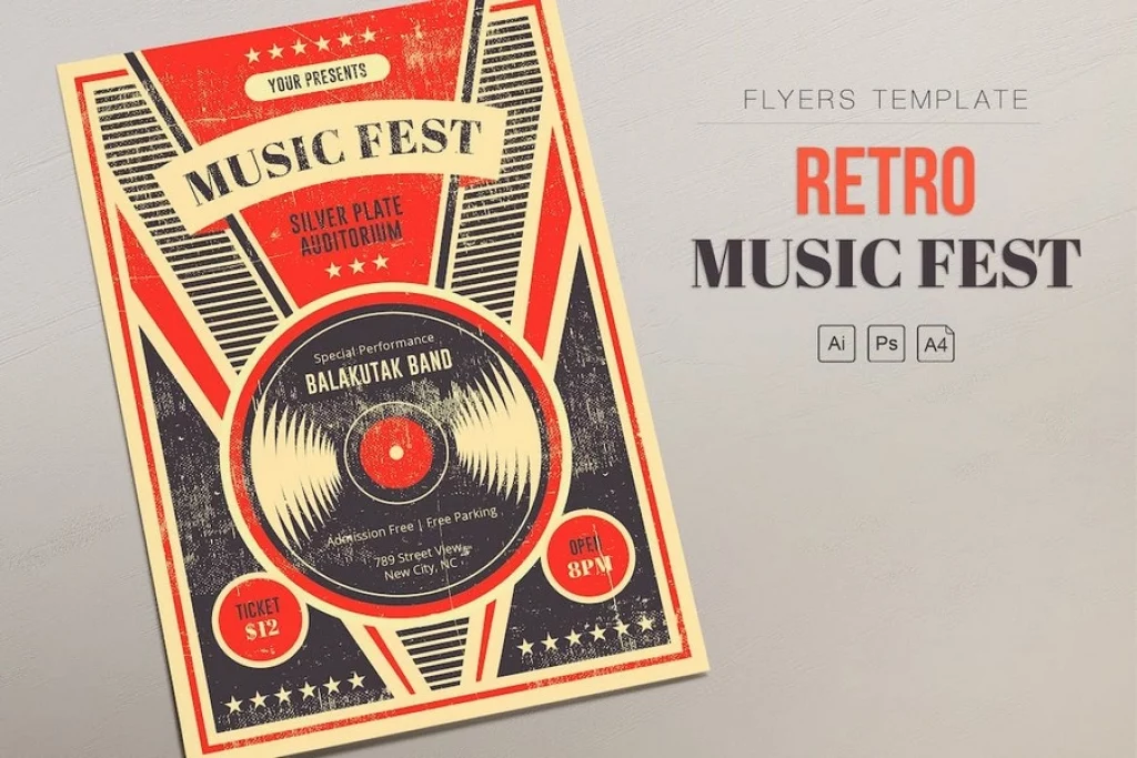 Retro Music Fest - Vinyl Flyers