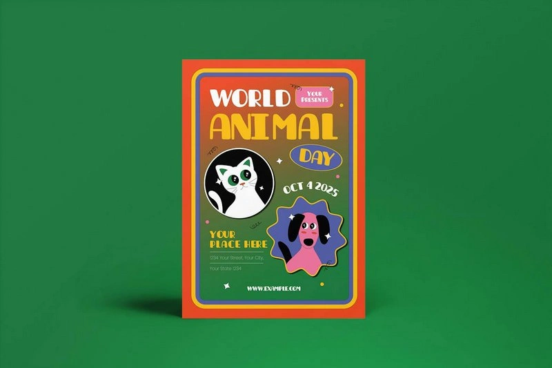 Retro World Animal Day Flyer
