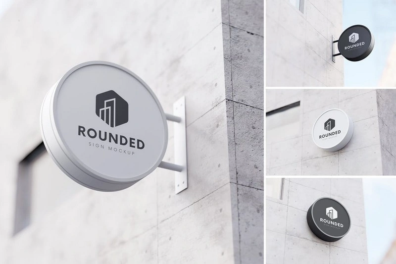 Rounded Wall Mounted Sign Mock-ups
