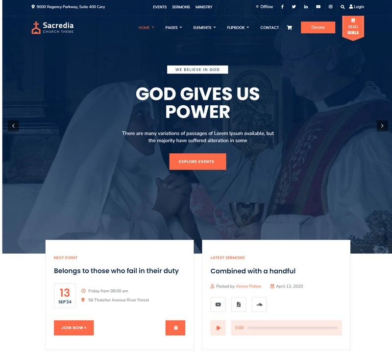 Sacredia Church & Non Profit WordPress Theme