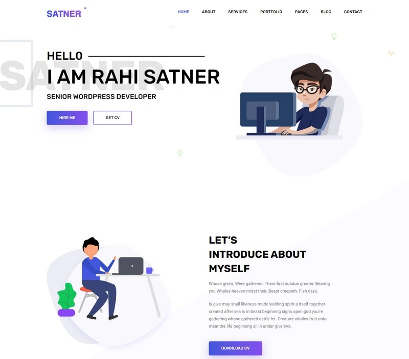 Satner Web Developer Portfolio Website Template