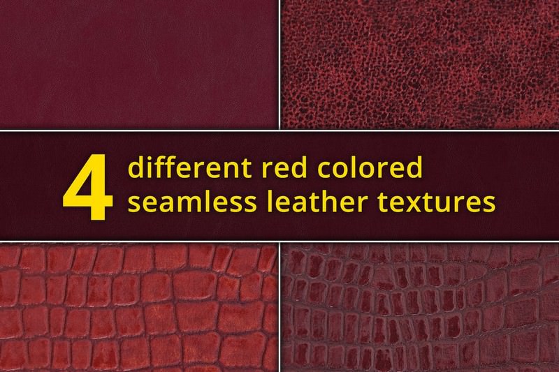 Example of four seamless red leather textures