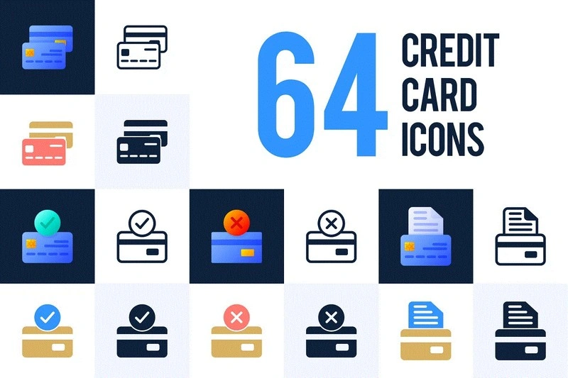 Set of 64 Credit Card icons