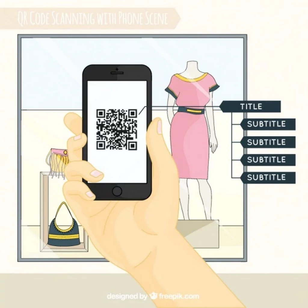 Shop Window And Mobile Background Scanning QR Code - Vector Free