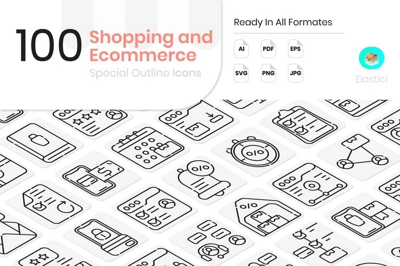 Shopping and Ecommerce Outline Icons
