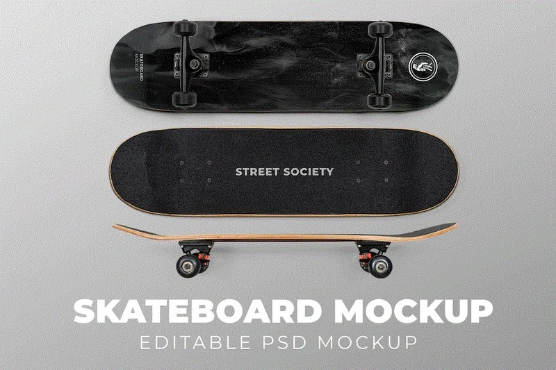 Skateboard Mockup psd with Cool Design