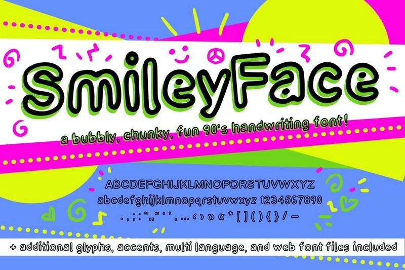 Smiley Face Retro Font 90s Handwriting Web Fonts