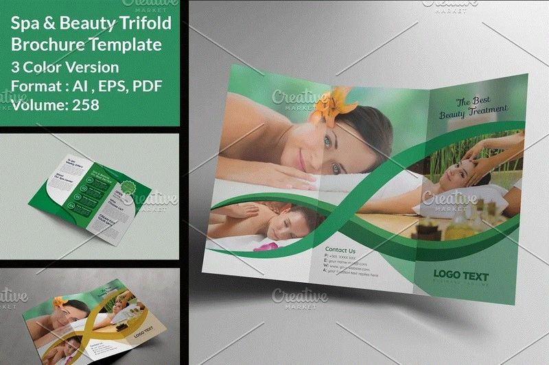 Spa Tri Fold Brochure Vector Design