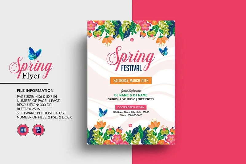 Spring Party Invitation Flyer