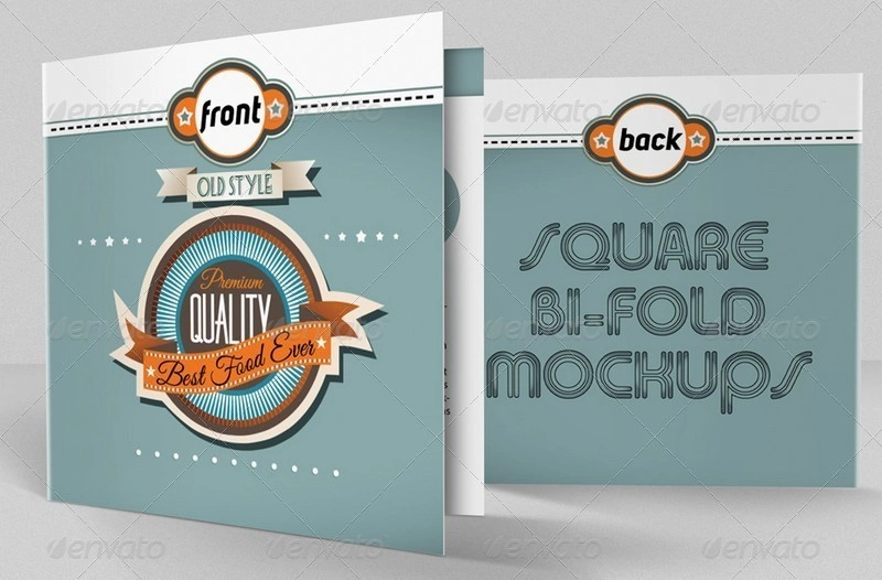Square Bi-Fold Brochure Mocku-ps