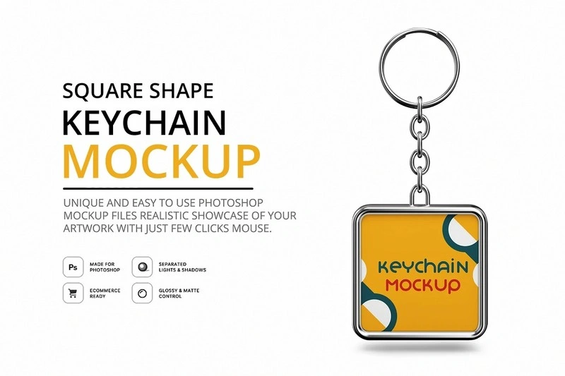 Square Shape keychain Mockup