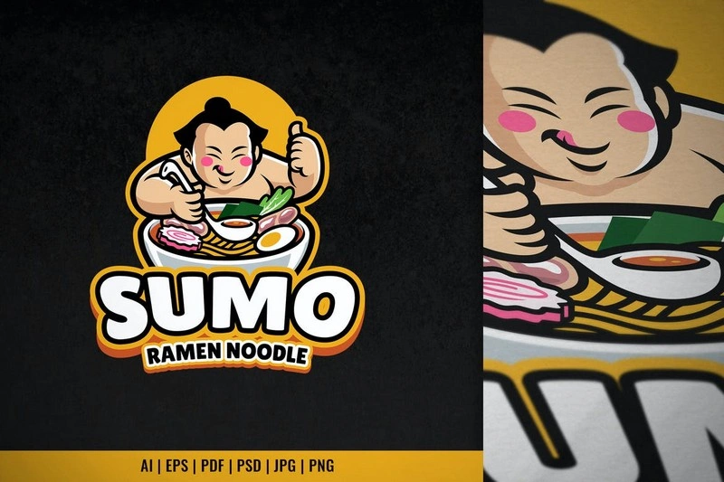Sumo Mascot for Ramen Restaurant Logo