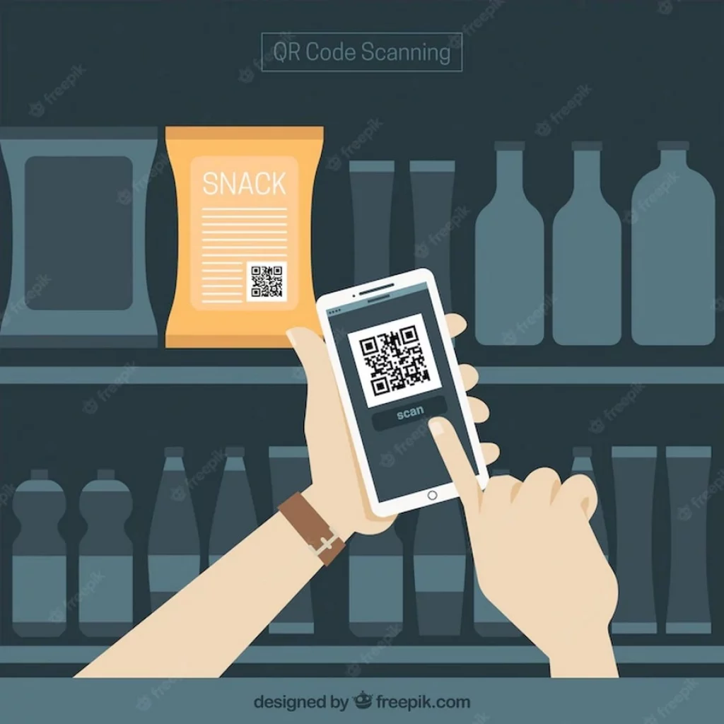 Supermarket And Mobile Background With QR Code - Vector Free