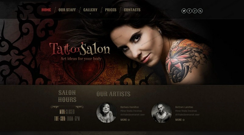 Tattoo Salon Shop Website Template