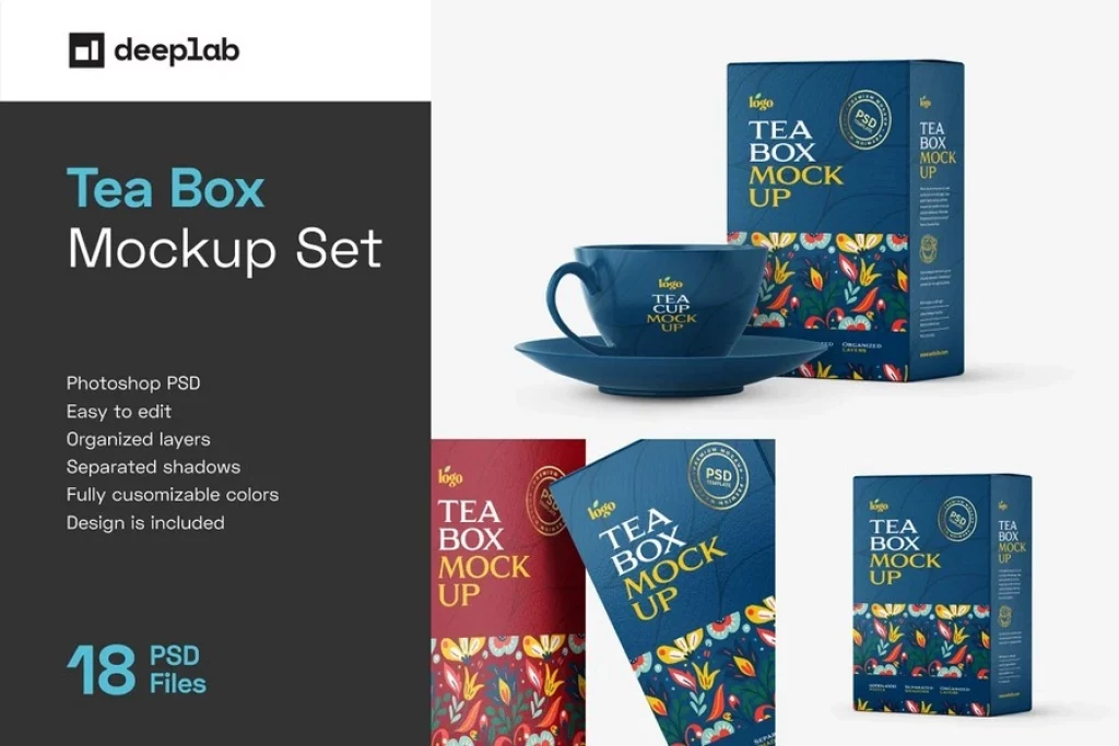 Tea Box Packaging Mockup Set