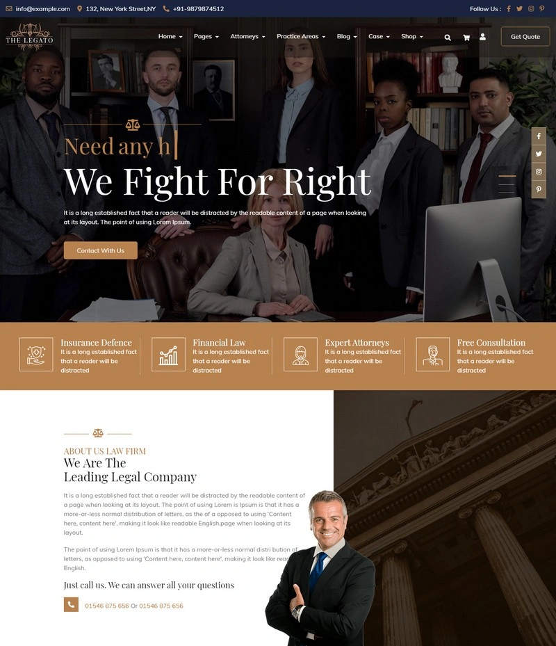 The Legato lawyer attorney HTML template