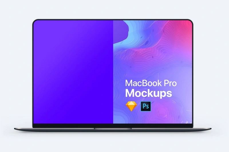 The New MacBook Pro Mockup Photoshop + Sketch