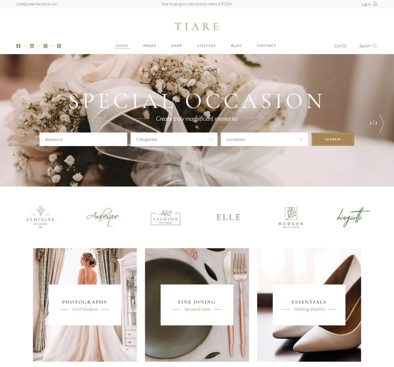 Tiare - Wedding Vendor Directory Theme