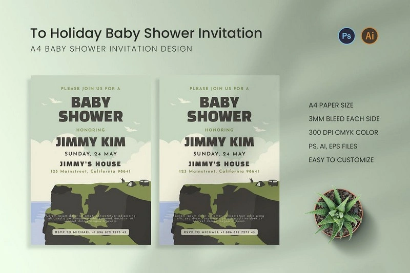 To Holiday Baby Shower Invitation