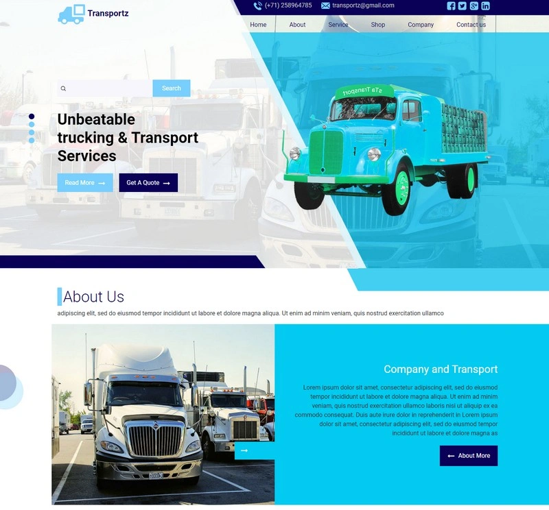 Transportz – Responsive Logistics Website Template