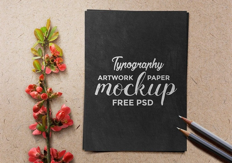 Typography Artwork Paper Mockup PSD