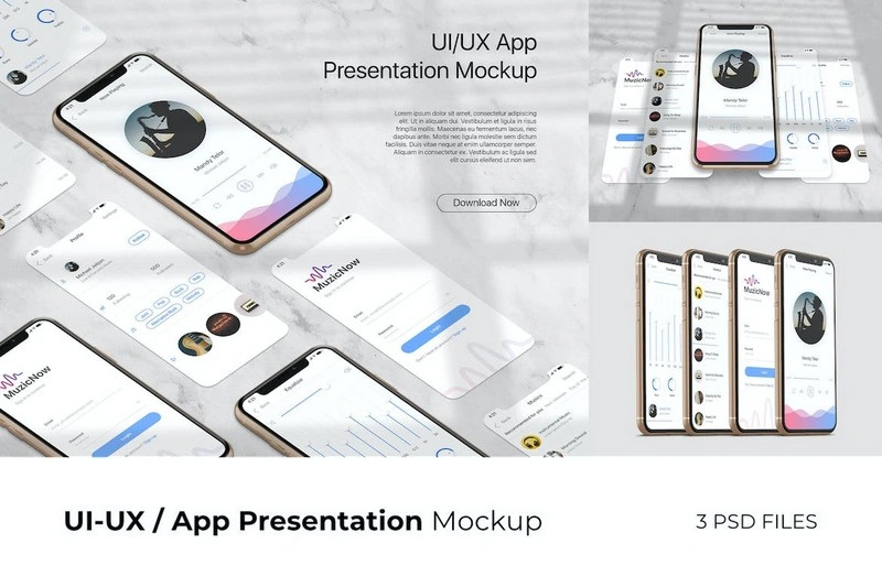 UI UX App Presentation Mockup Vol.1