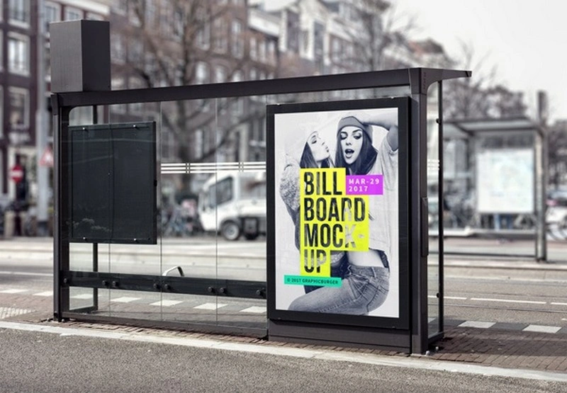 Unique Bus Stop Billboard MockUp #2