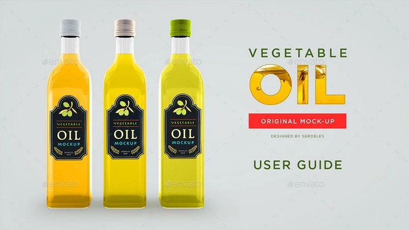 Vegetable Oil Glass Bottle Mockup