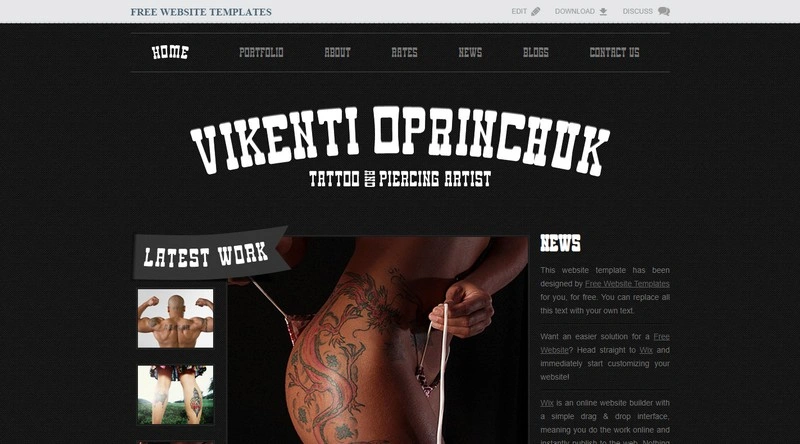 Vikenti Oprinchuk – Free Tattoo and Piercing Artist Website Template