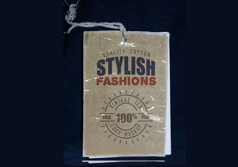  Vintage Clothing Label Mockup PSD