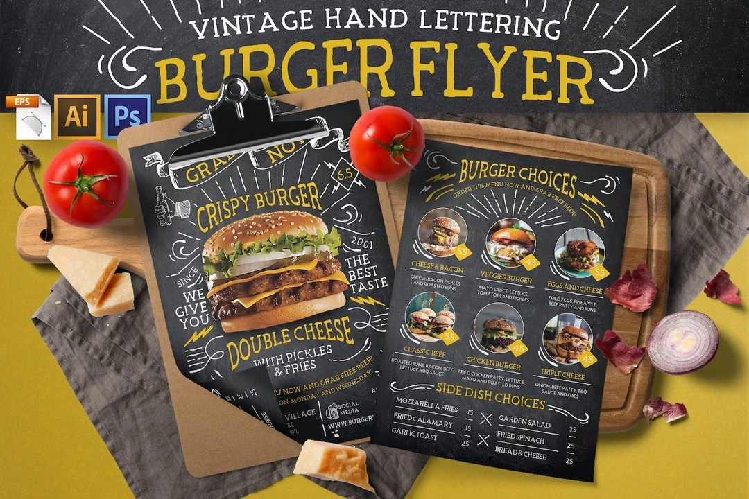 Vintage Lettering Burger Flyer